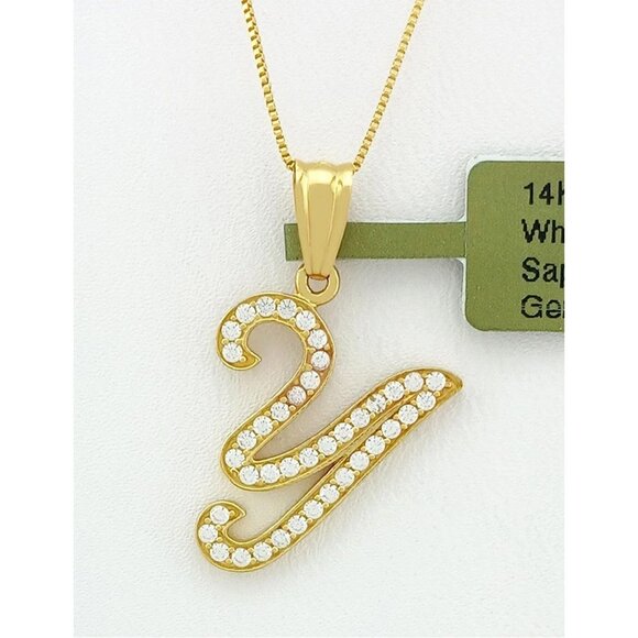 Created White Sapphires Initial 